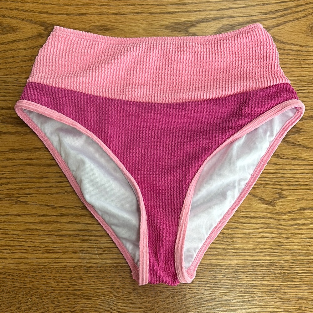 Pink Lily Two-Tone Pink Bikini Bottom